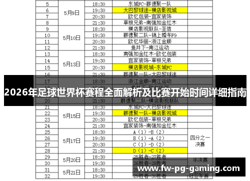 2026年足球世界杯赛程全面解析及比赛开始时间详细指南 2026年足球世界杯赛程全面解析及比赛开始时间详细指南
